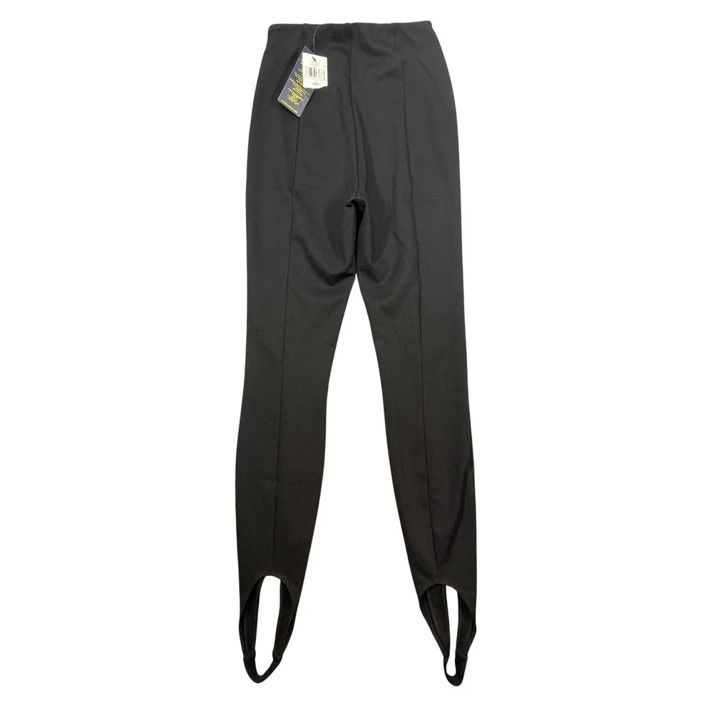 NWT Polo Ralph Lauren Black Stirrup Leggings High Rise Front Seam Womens XXS